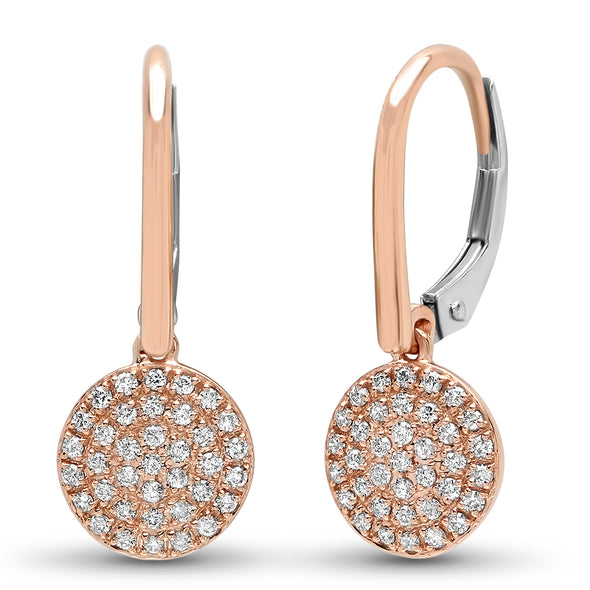 dangling diamond earrings real genuine 14k rose gold