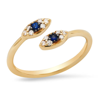 Diamond & Blue Sapphire Evil Eye Ring