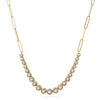yellow gold bezel tennis necklace with paperclip