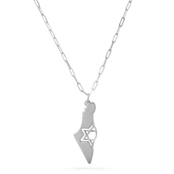 paperclip map of israel necklace