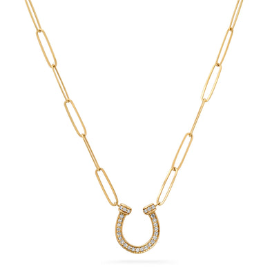 Paperclip Diamond Horseshoe Necklace