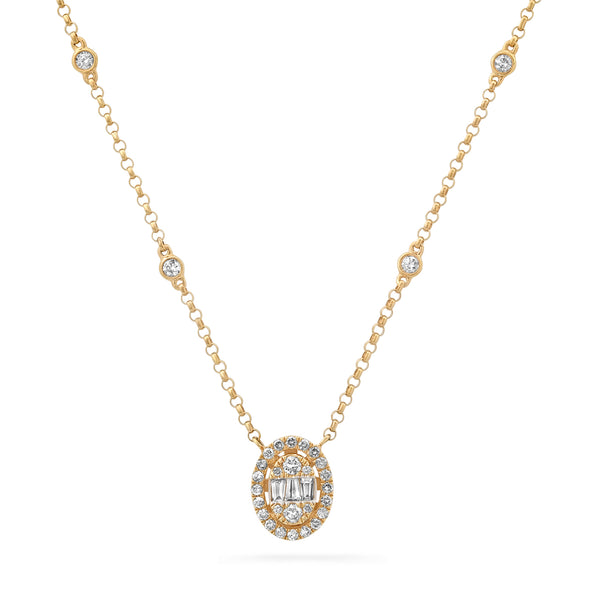 diamond halo necklace with diamonds on chain
