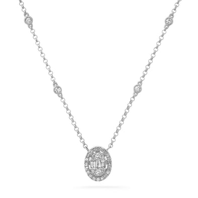 oval halo diamond necklace