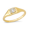 emerald cut gold and diamond pinky ring