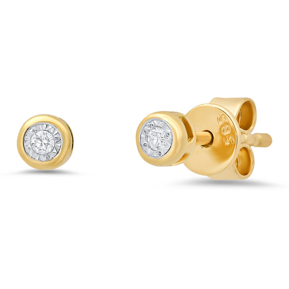 bezel stud earring gold