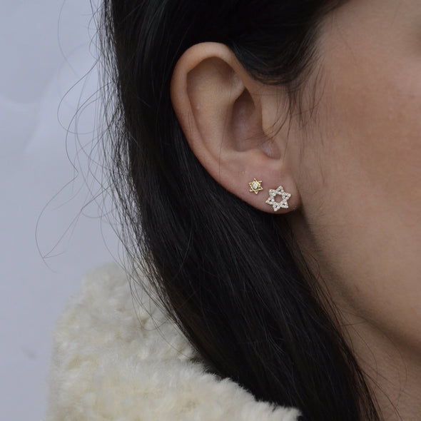 diamond star of david earring