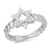 14k white gold cuban link magen david ring