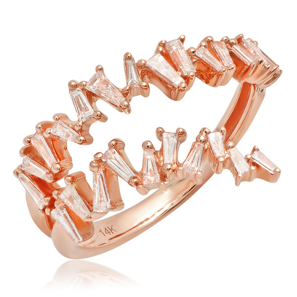 Double Row Ribbon Baguette Band Ring