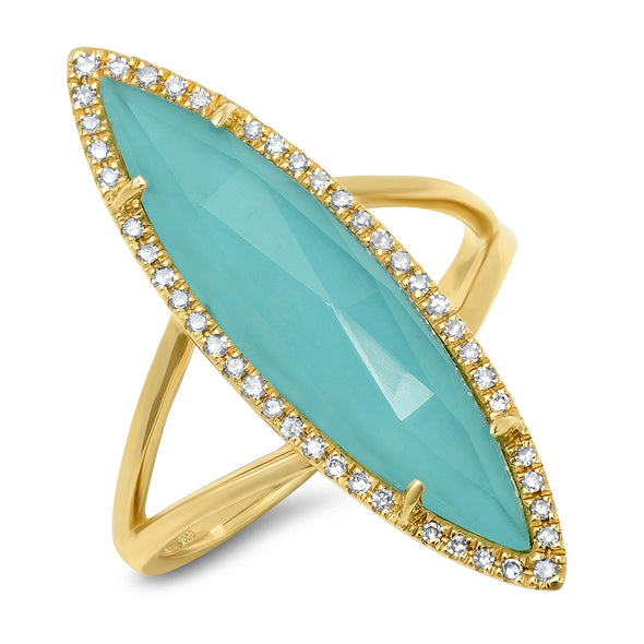 Diamond Turquoise Marquise Doublet Ring