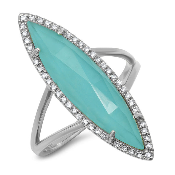 Diamond Turquoise Marquise Doublet Ring