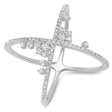 x intertwined ring with cluster diamonds 
