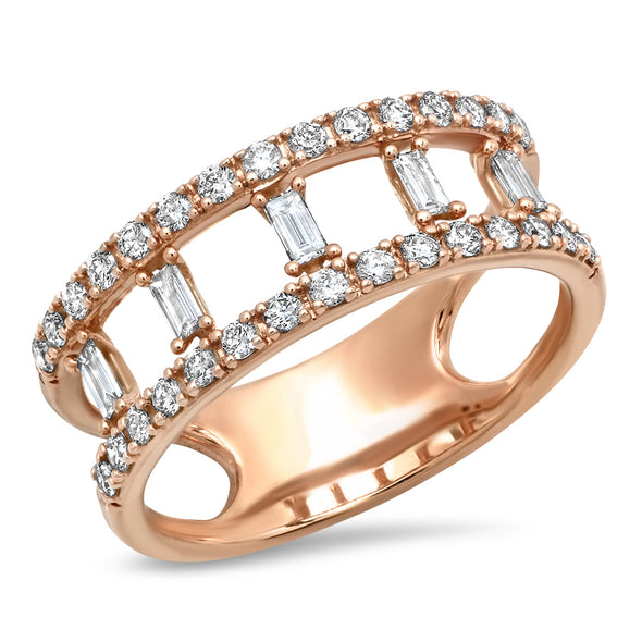 Double Band Diamond Baguette Ring