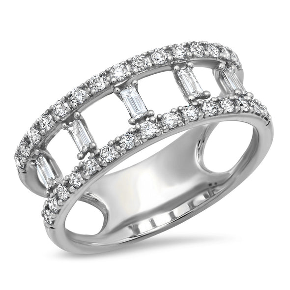 Double Band Diamond Baguette Ring