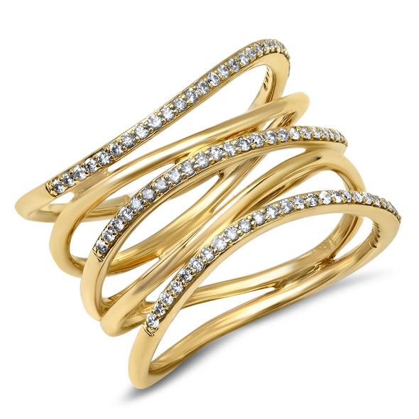 Diamond Banded Curve Ring