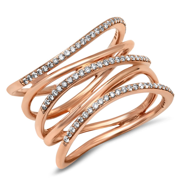 Diamond Banded Curve Ring