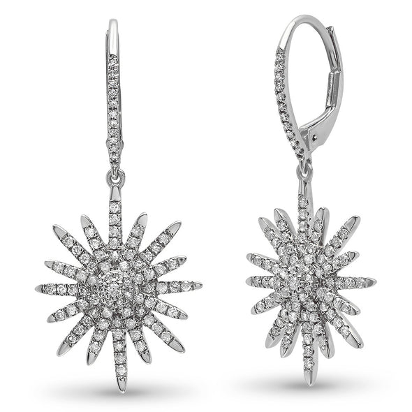 north star starburst star earrings with diamonds 
