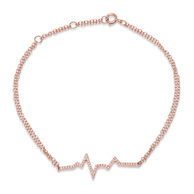 diamond heartbeat bracelet 14k rose gold
