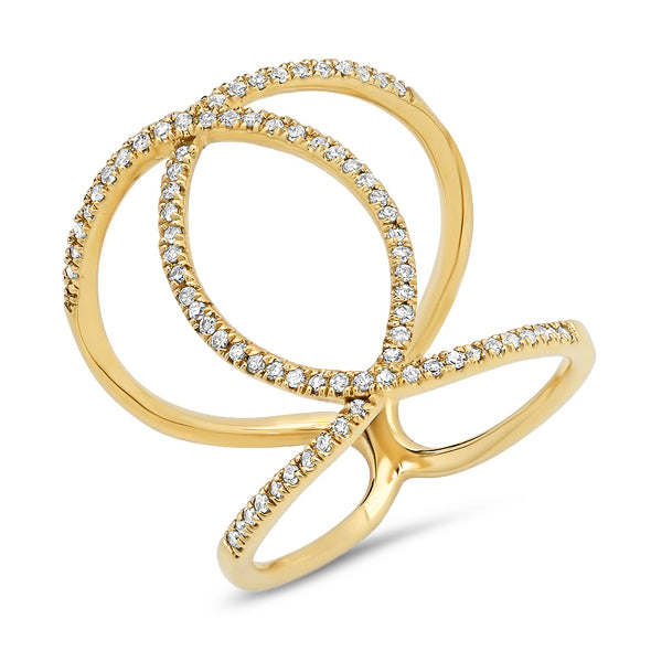 14k diamond real intertwined gold yellow gold chanel ring 