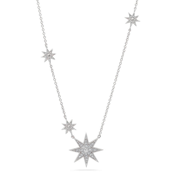 14k gold and diamond starburst necklace white 