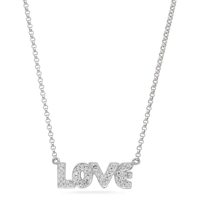 Diamond Block Letter Love Necklace