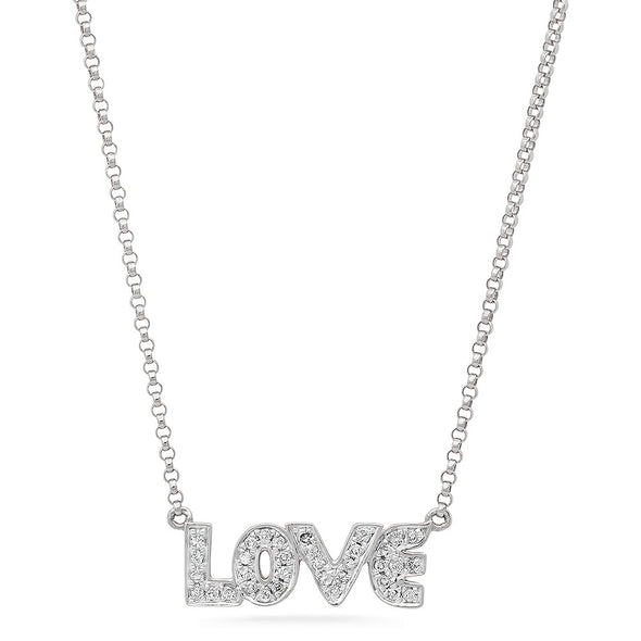 Diamond Block Letter Love Necklace