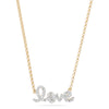 14k solid yellow gold diamond script love necklace 