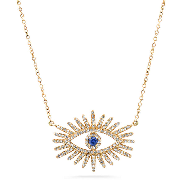 Evil Eye Starburst Blue Sapphire Necklace