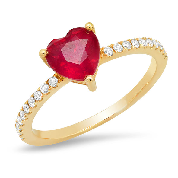 Heart Shape Diamond Ruby Ring