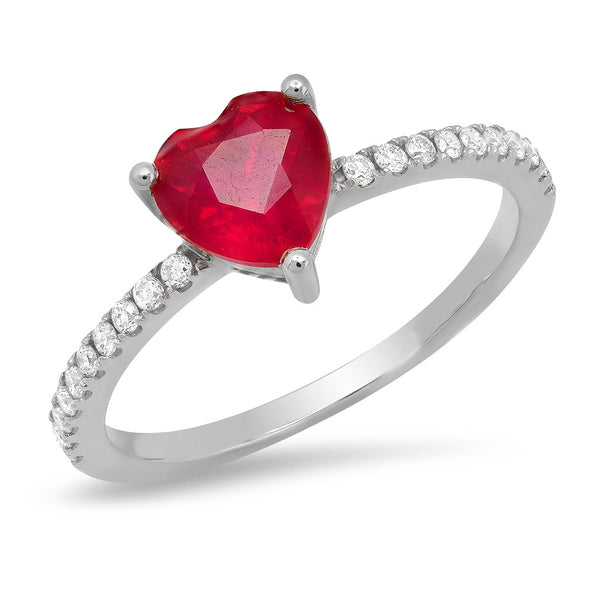 Heart Shape Diamond Ruby Ring