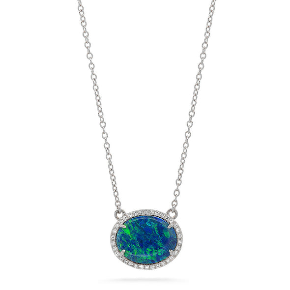 diamond opal oval necklace dainty real 