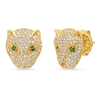 tiger jaguar diamond earring stud 