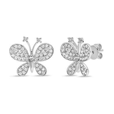 14k soldi gold diamond large butterfly earring
