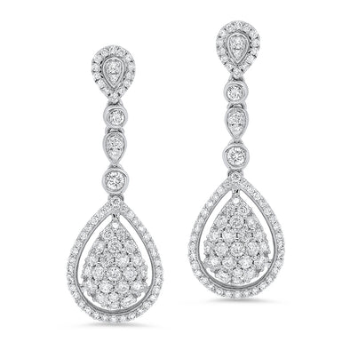 18k white gold diamond bridal drop earrings 