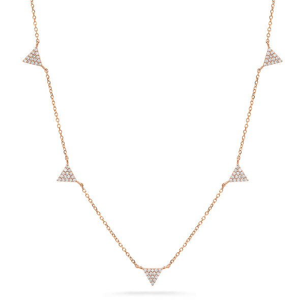 mini triangle diamond layering necklace 14k rose gold