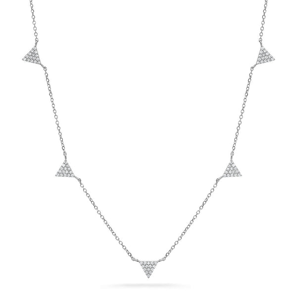 14k solid gold genuine diamond triangle necklace 
