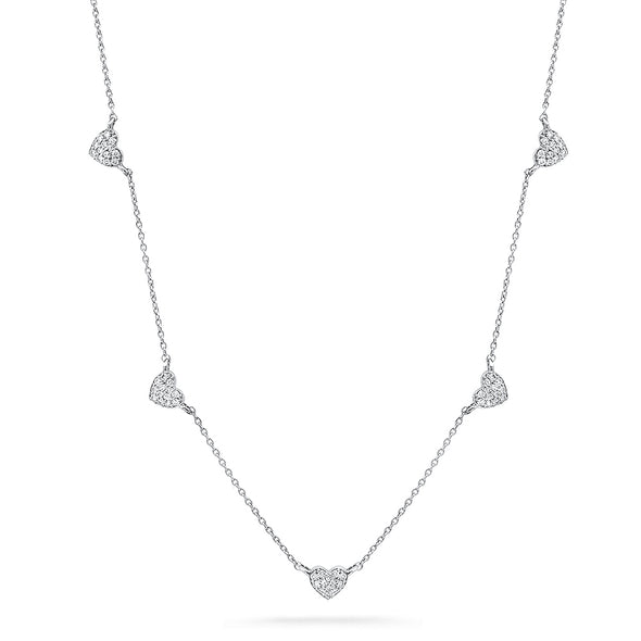 5 heart diamond necklace 14k white gold