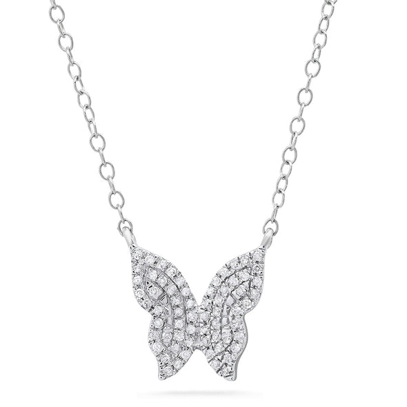 white gold layering silver butterfly pendant necklace