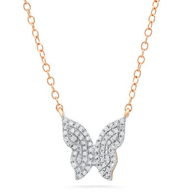 rose gold diamond butterfly necklace 