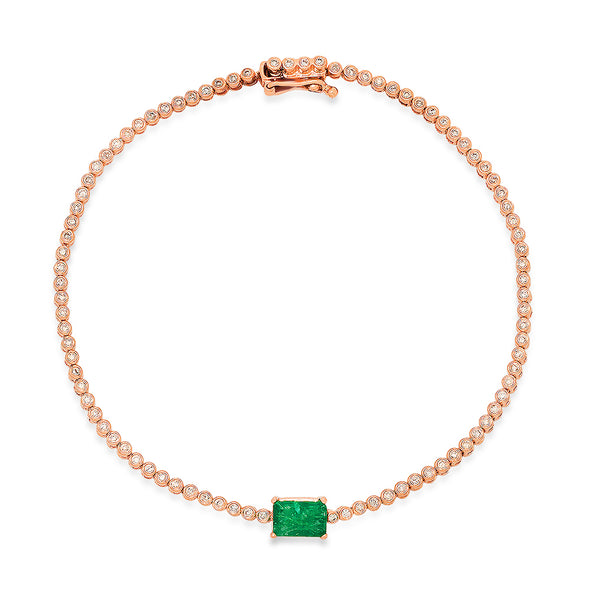 diamond tennis bracelet with  green emerald stone 
