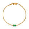 14k gold diamond tennis bracelet with emerald green 