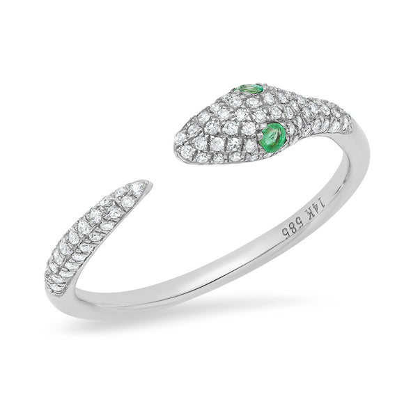 emerald eye snake ring diamond 14k gold