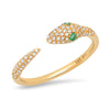 14k yellow gold diamond snake emerald eye ring