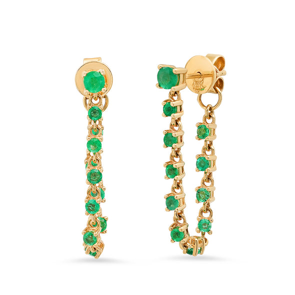Emerald Speckled Threader Earring