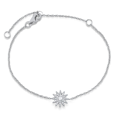 14k white gold diamond starburst bracelet 