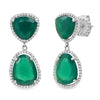 14k solid gold diamond green earrings emerald 