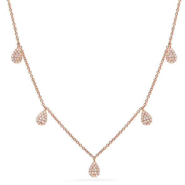 rose gold diamond teardrop layering necklace