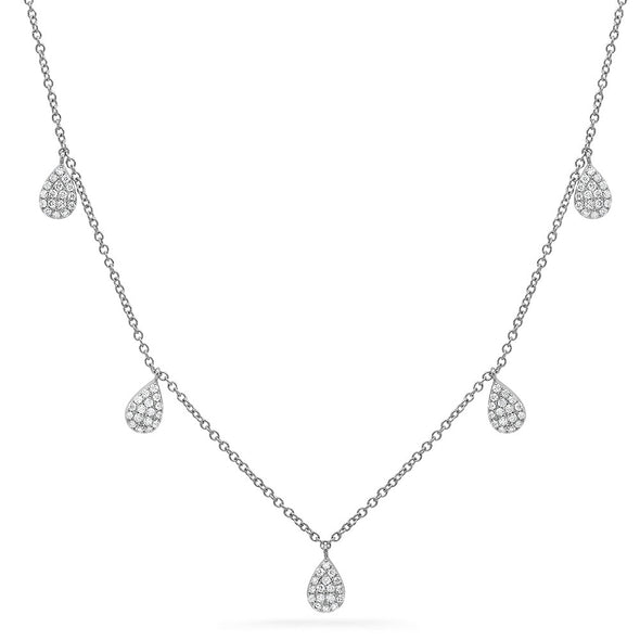14k solid gold teardrop necklace with diamonds last line