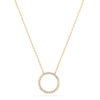 14k solid yellow gold round circle diamond eternity necklace 