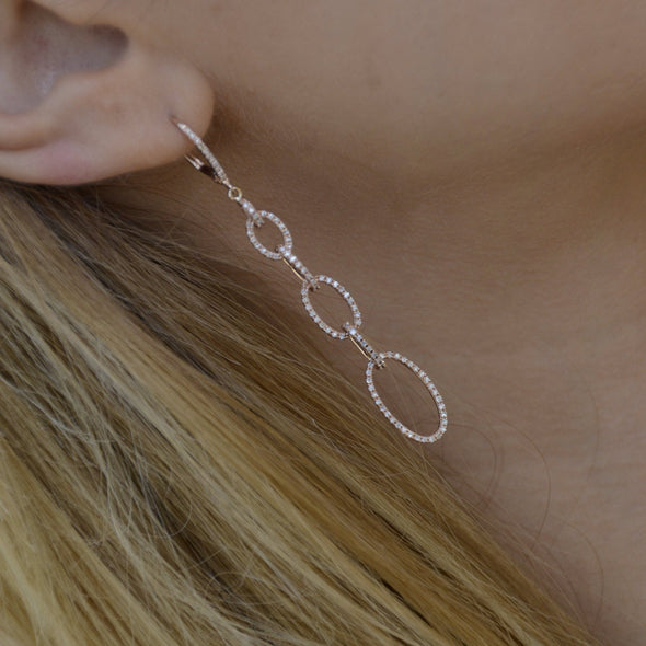 Diamond Chain Link Oval Earring