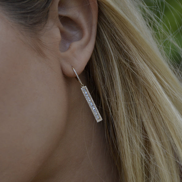 Diamond Baguette Rectangle Earring